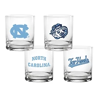 North Carolina Tar Heels 4-Pack Collector's 14oz. Rocks Glass Set