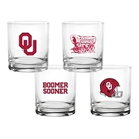 Oklahoma Sooners 4-Pack Collector's 14oz. Rocks Glass Set