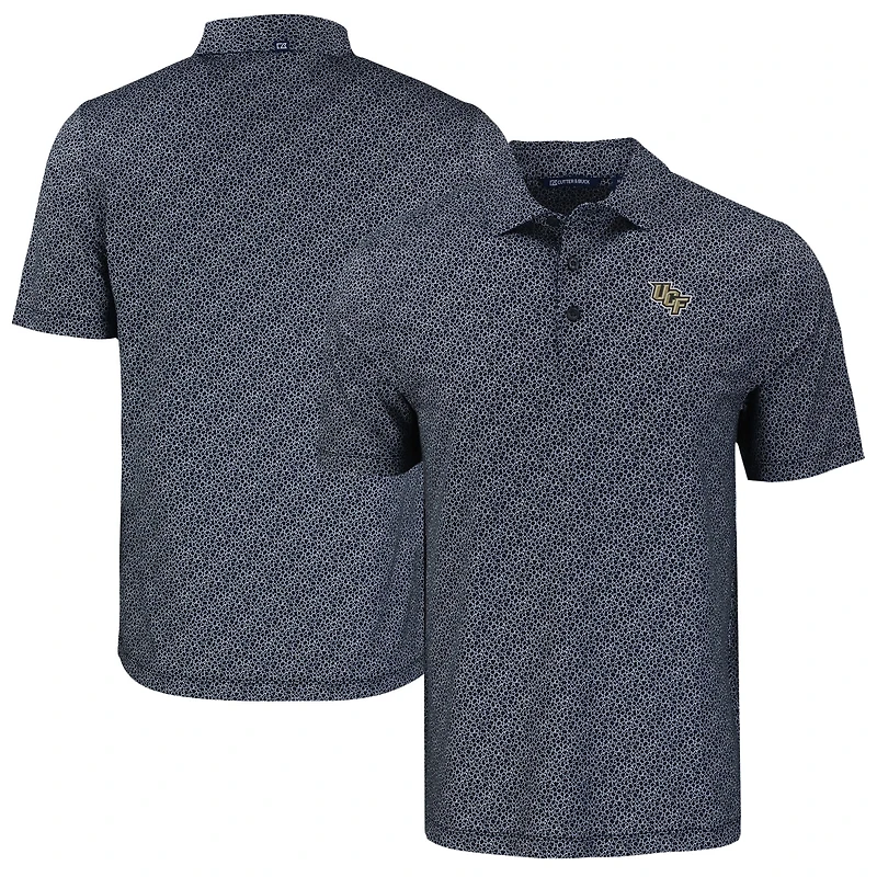 Men's Cutter & Buck Black UCF Knights Pike Eco Pebble Print Stretch Recycled Polo