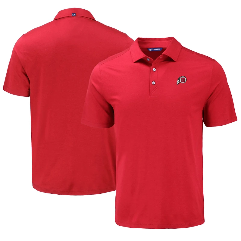 Men's Cutter & Buck Red Utah Utes Coastline Epic Comfort Eco Recycled Polo