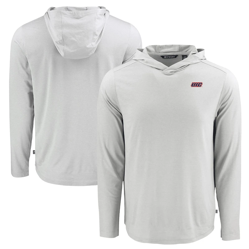 Men's Cutter & Buck Gray UIC Flames Coastline Epic Comfort Eco Recycled Long Sleeve Hoodie T-Shirt