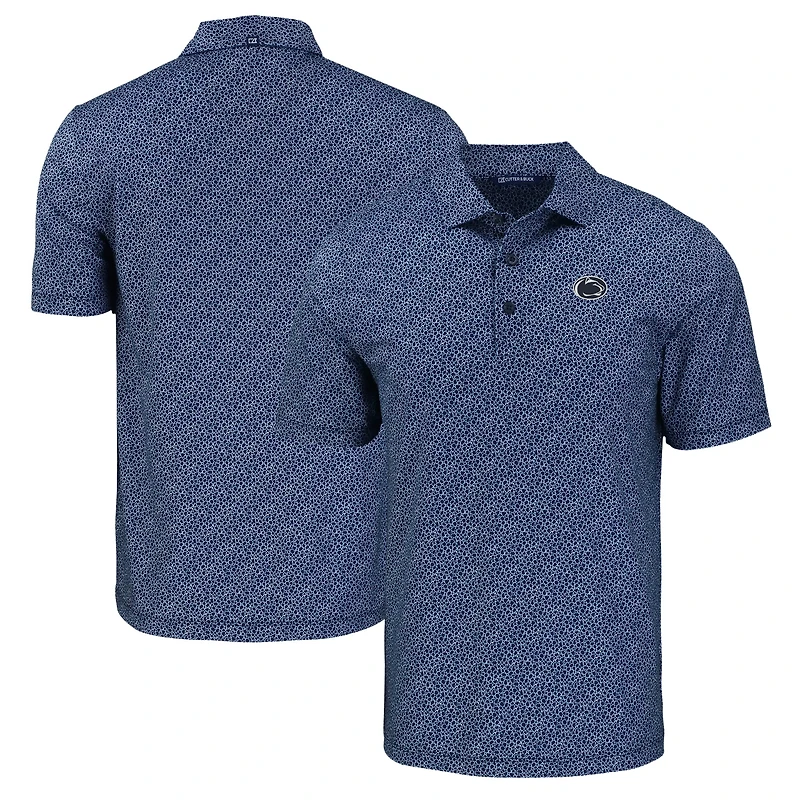 Men's Cutter & Buck Navy Penn State Nittany Lions Pike Eco Pebble Print Stretch Recycled Polo