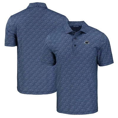 Men's Cutter & Buck Navy Penn State Nittany Lions Pike Eco Pebble Print Stretch Recycled Polo