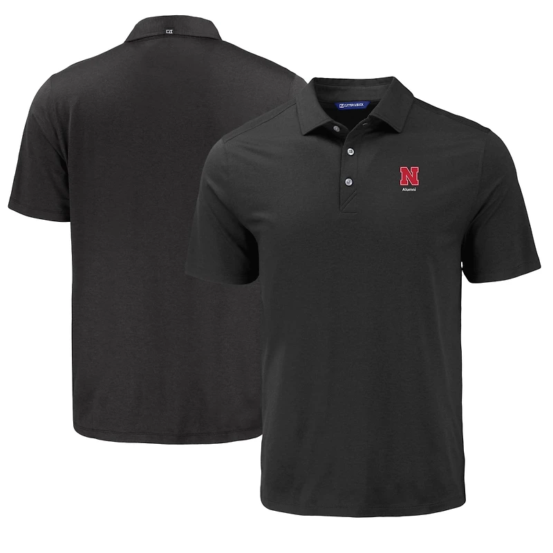 Men's Cutter & Buck Black Nebraska Huskers Coastline Epic Comfort Eco Recycled Polo