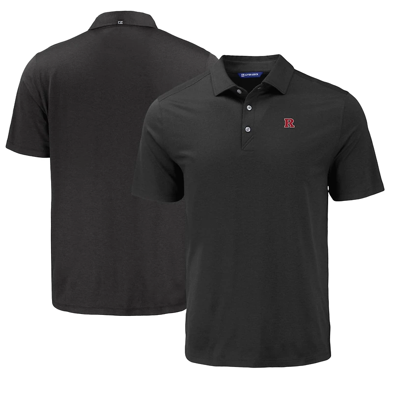 Men's Cutter & Buck Black Rutgers Scarlet Knights Coastline Epic Comfort Eco Recycled Polo