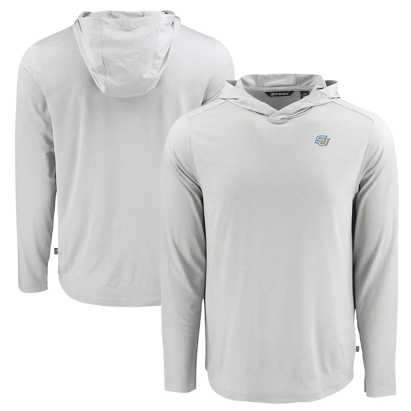 Men's Cutter & Buck Gray Southern University Jaguars Coastline Epic Comfort Eco Recycled Long Sleeve Hoodie T-Shirt