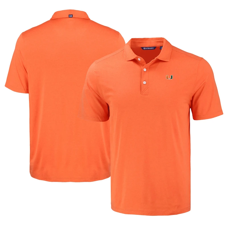 Men's Cutter & Buck Orange Miami Hurricanes Coastline Epic Comfort Eco Recycled Polo