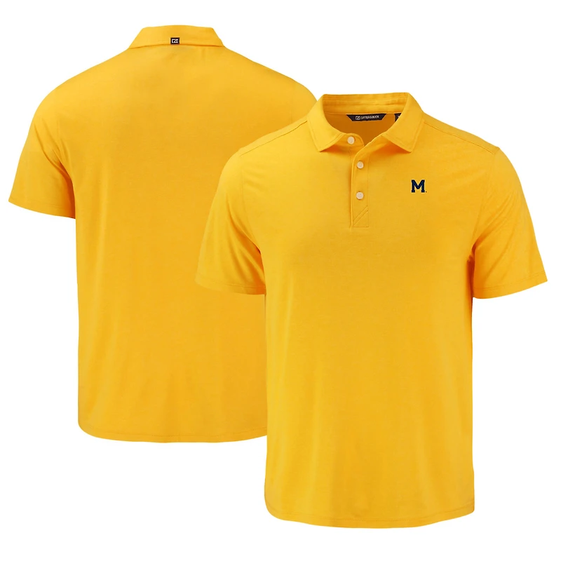Men's Cutter & Buck Maize Michigan Wolverines Coastline Epic Comfort Eco Recycled Polo