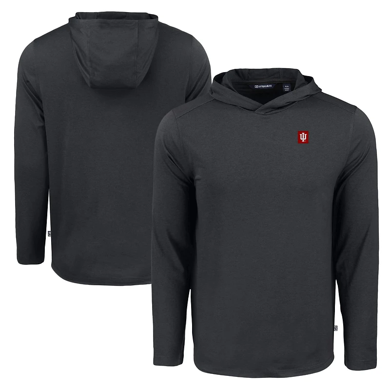Men's Cutter & Buck Black Indiana Hoosiers Coastline Epic Comfort Eco Recycled Long Sleeve Hoodie T-Shirt