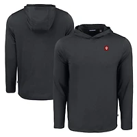 Men's Cutter & Buck Black Indiana Hoosiers Coastline Epic Comfort Eco Recycled Long Sleeve Hoodie T-Shirt