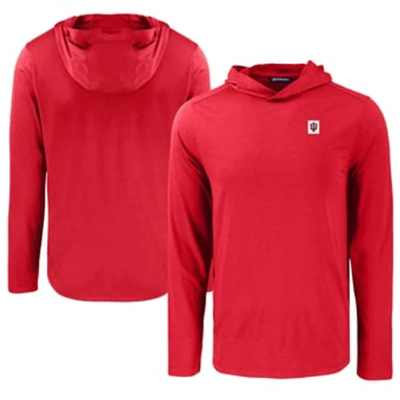 Men's Cutter & Buck Crimson Indiana Hoosiers Coastline Epic Comfort Eco Recycled Long Sleeve Hoodie T-Shirt