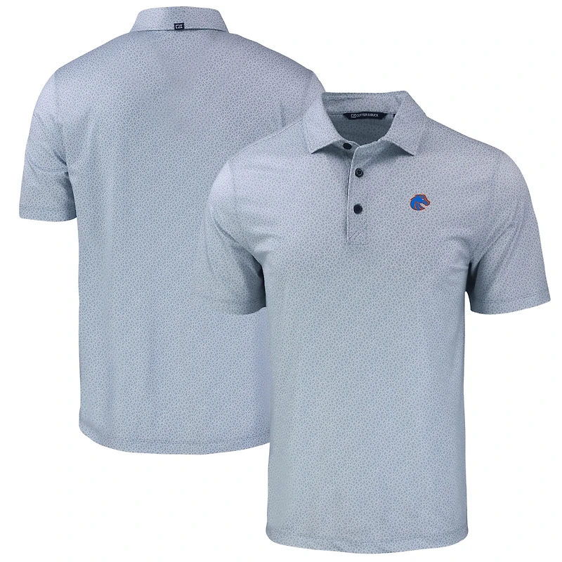 Men's Cutter & Buck Gray Boise State Broncos Pike Eco Pebble Print Stretch Recycled Polo