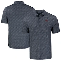 Men's Cutter & Buck Black Arkansas Razorbacks Pike Eco Pebble Print Stretch Recycled Polo