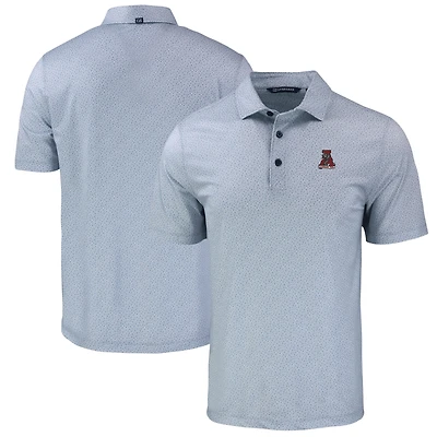 Men's Cutter & Buck Gray Alabama Crimson Tide Pike Eco Pebble Print Stretch Recycled Polo