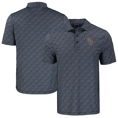 Men's Cutter & Buck Black Florida State Seminoles Pike Eco Pebble Print Stretch Recycled Polo
