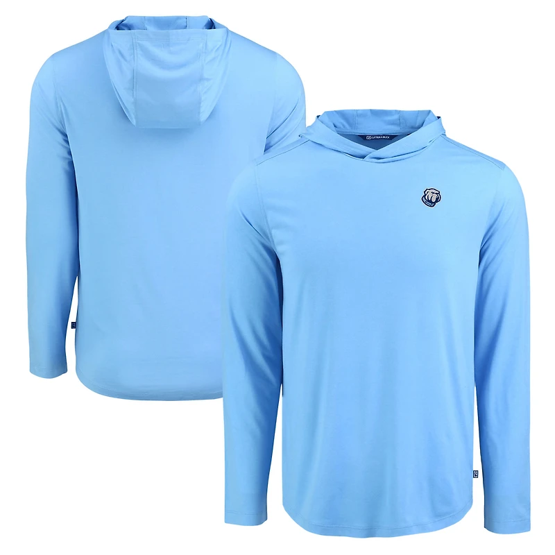 Men's Cutter & Buck Light Blue Citadel Bulldogs Coastline Epic Comfort Eco Recycled Long Sleeve Hoodie T-Shirt