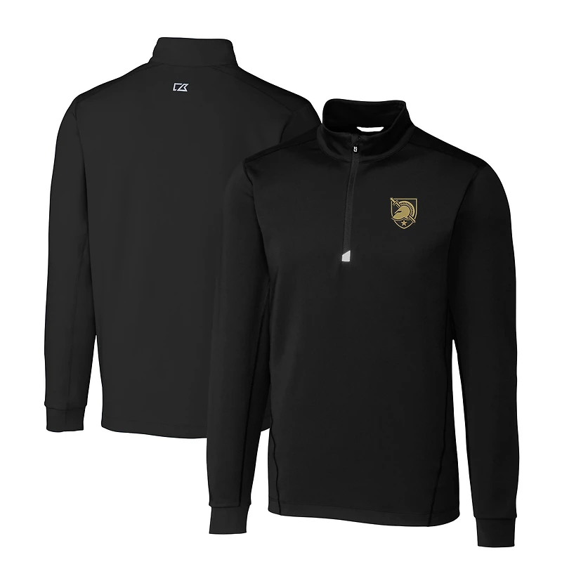 Men's Cutter & Buck Black Army Black Knights Traverse Stretch DryTec Quarter-Zip Top