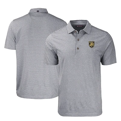 Men's Cutter & Buck Heather Black Army Black Knights Forge Eco Heather Stripe Stretch Recycled Tri-Blend Polo