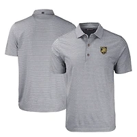 Men's Cutter & Buck Heather Black Army Black Knights Forge Eco Heather Stripe Stretch Recycled Tri-Blend Polo
