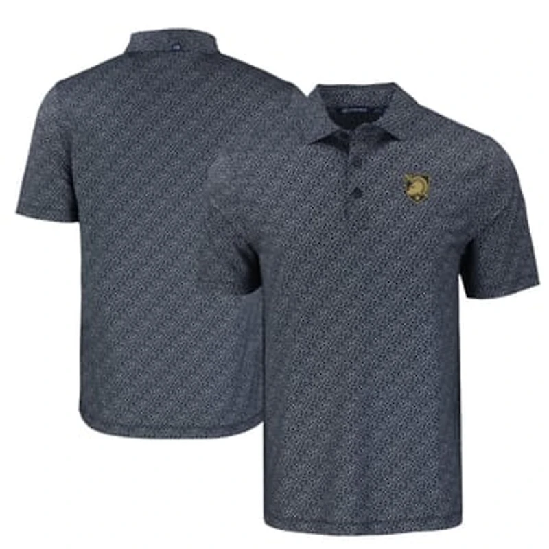Men's Cutter & Buck Black Army Black Knights Pike Eco Pebble Print Recycled Polo