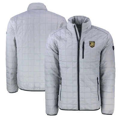 Men's Cutter & Buck Gray Army Black Knights Rainier PrimaLoft Eco Insulated Full-Zip Puffer Jacket