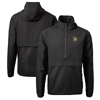 Men's Cutter & Buck Black Army Black Knights Charter Eco Recycled Half-Zip Anorak Jacket
