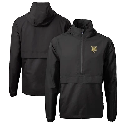 Men's Cutter & Buck Black Army Black Knights Charter Eco Recycled Half-Zip Anorak Jacket