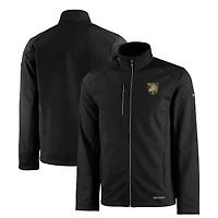 Men's Cutter & Buck Black Army Black Knights Evoke Eco Softshell Recycled Full-Zip Jacket