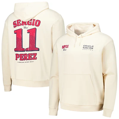 Unisex Sergio Perez Cream Red Bull Racing Checo Vintage Oversized Pullover Hoodie
