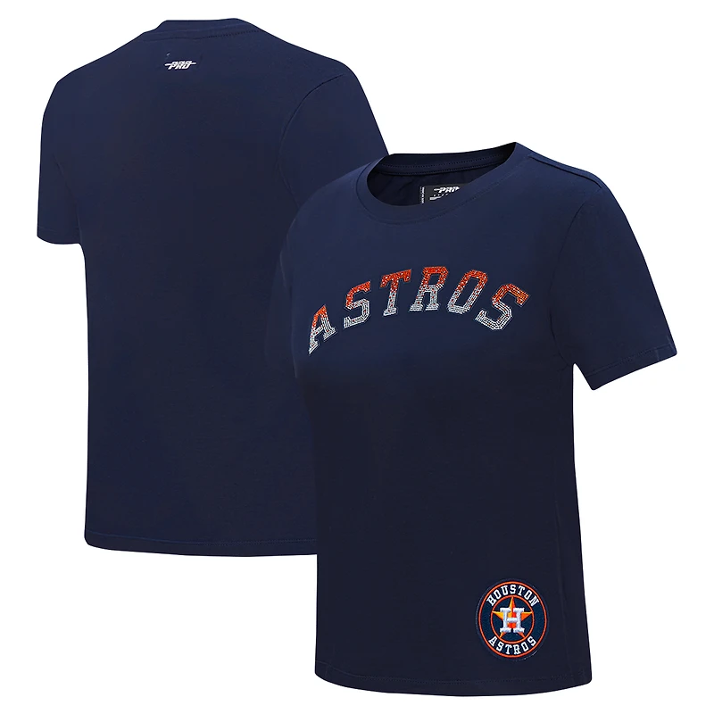 Women's Pro Standard Navy Houston Astros Rhinestone Slim Fit T-Shirt