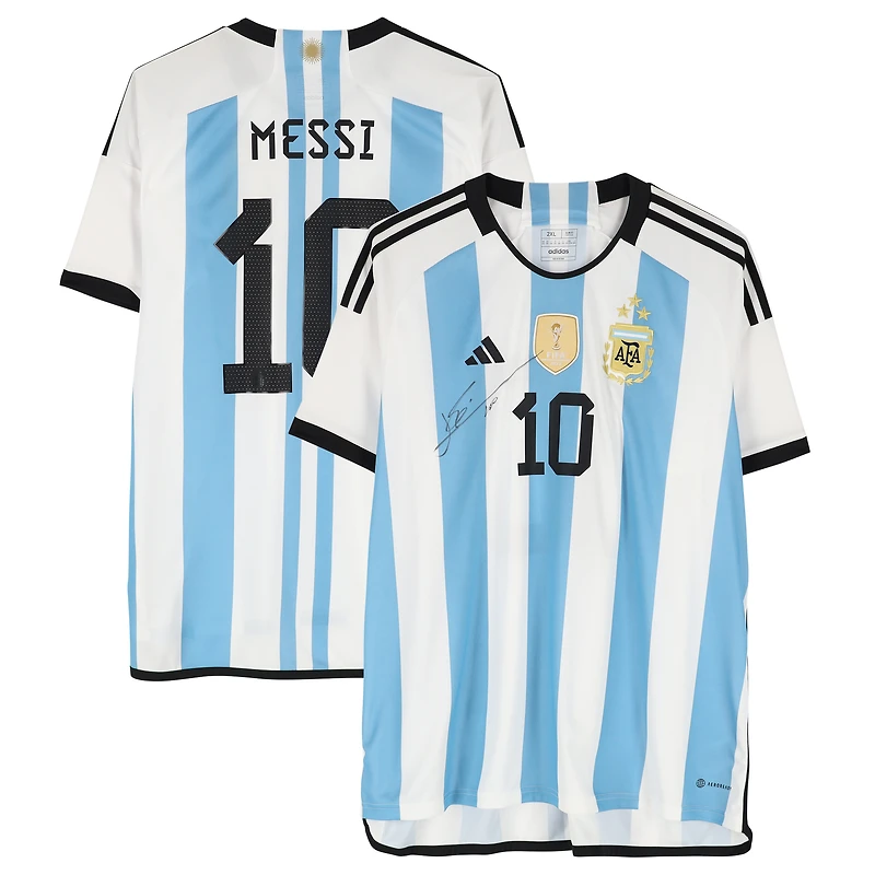 Lionel Messi Argentina National Team Autographed 2022-23 adidas Replica Jersey - Front Signed