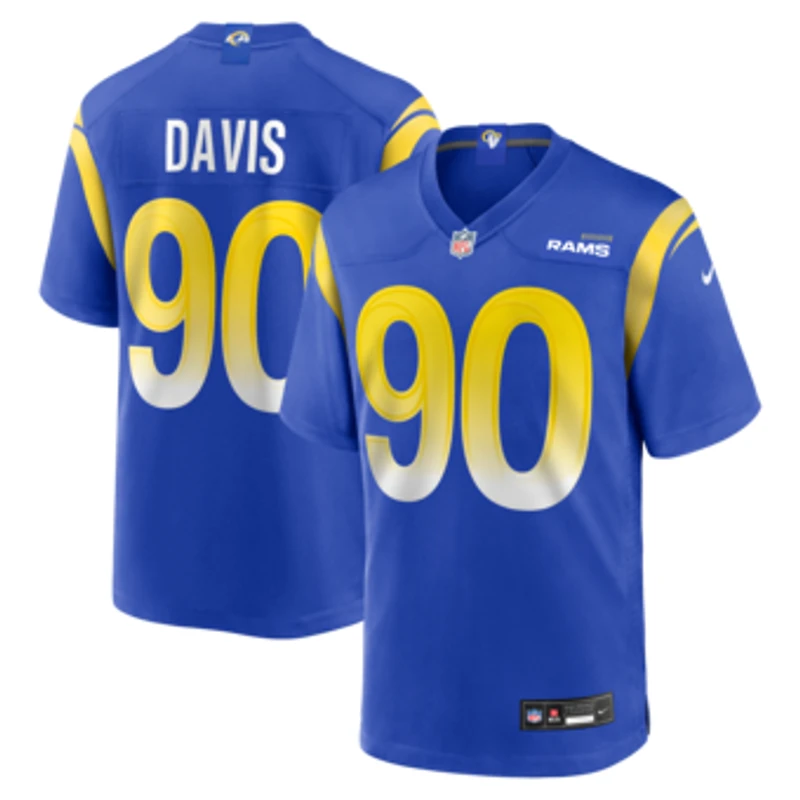 Men's Nike Tyler Davis  Royal Los Angeles Rams Team Game Jersey