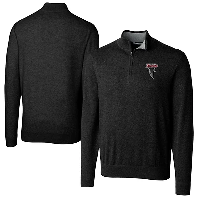 Men's Cutter & Buck  Black Atlanta Falcons Lakemont Tri-Blend Quarter-Zip Pullover Sweater