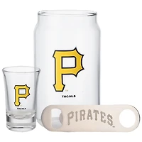 The Memory Company Pittsburgh Pirates Three-Pack Beer Glass, 2oz. Shot Glass & Bottle Opener Set