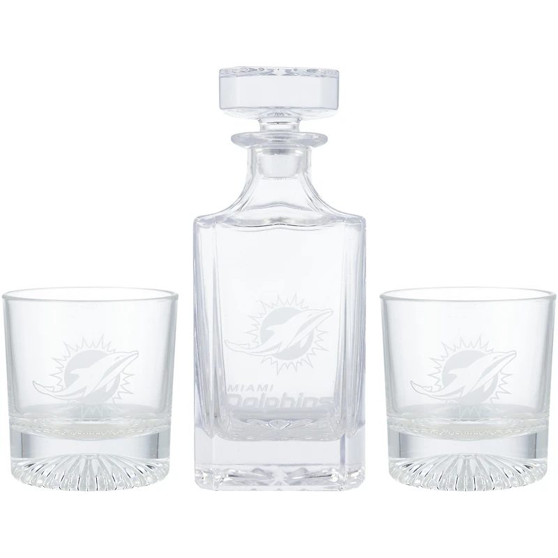 Miami Dolphins Three-Piece Decanter & Rocks Glasses Set