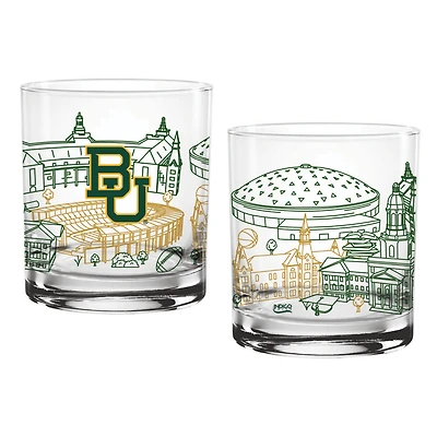 Baylor Bears Two-Pack 14oz. Campus Line Art Glass