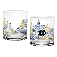 Notre Dame Fighting Irish Two-Pack 14oz. Campus Line Art Glass