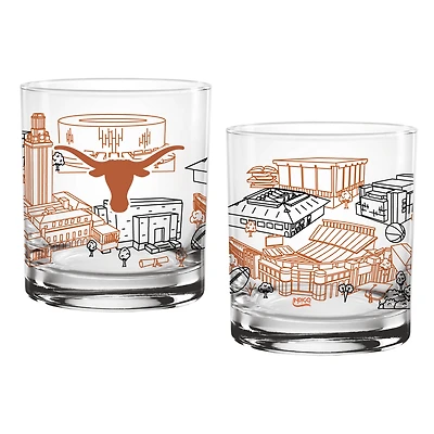 Texas Longhorns Two-Pack 14oz. Campus Line Art Glass