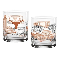 Texas Longhorns Two-Pack 14oz. Campus Line Art Glass