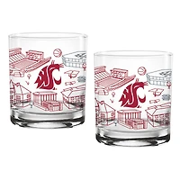 Washington State Cougars Two-Pack 14oz. Campus Line Art Glass