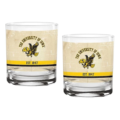 Iowa Hawkeyes Two-Pack 14oz. Tan Vintage Glass Set
