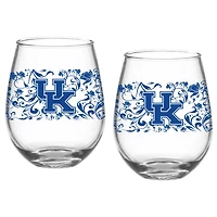 Kentucky Wildcats Two-Pack 15oz. Floral Stemless Glass Set