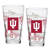 Indiana Hoosiers Two-Pack 16oz. Campus Line Art Pint Glass Set