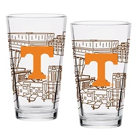 Tennessee Volunteers Two-Pack 16oz. Campus Line Art Pint Glass Set