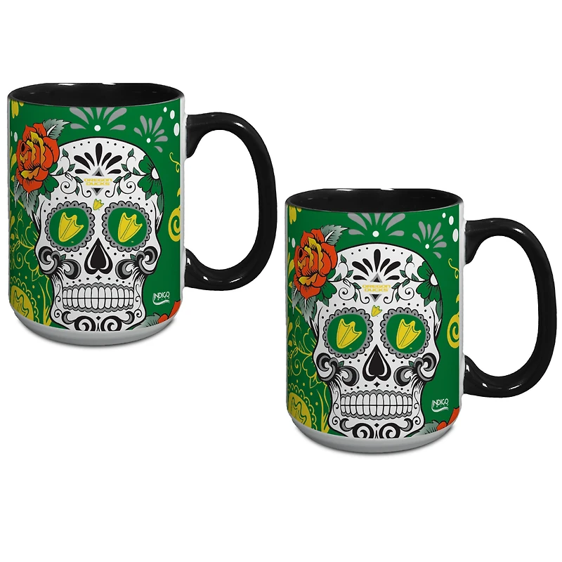 Oregon Ducks Two-Pack Dia De Los Muertos Mug Set