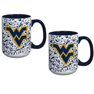 West Virginia Mountaineers Two-Pack Floral Mug Set