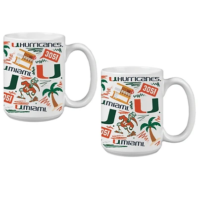 Miami Hurricanes 15oz. Local Coffee Mug Two-Pack