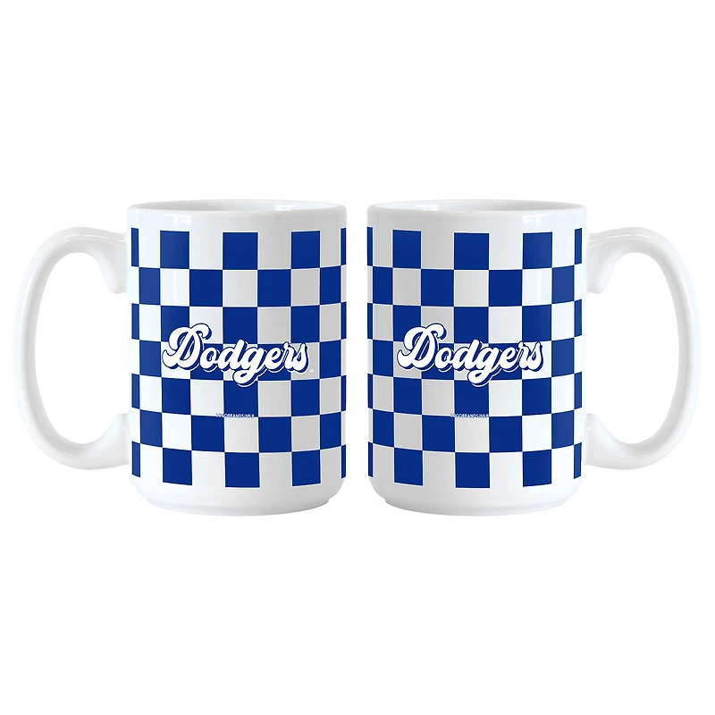 Los Angeles Dodgers 2-Pack 15oz. Checkered Wordmark Mug Set