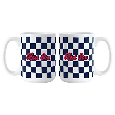 Boston Red Sox 2-Pack 15oz. Checkered Wordmark Mug Set