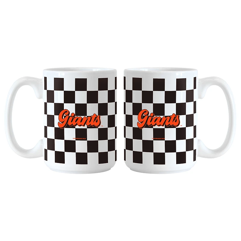 San Francisco Giants 2-Pack 15oz. Checkered Wordmark Mug Set